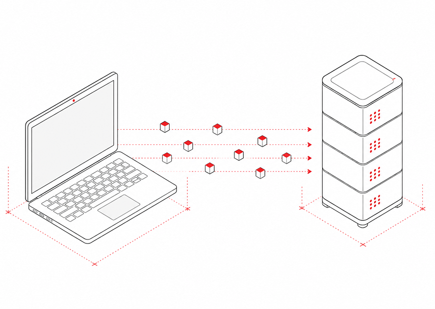 Diagram showing a local device connecting to a cloud GPU workstation