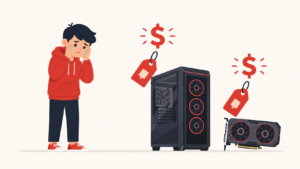 A man crying over expensive hardware