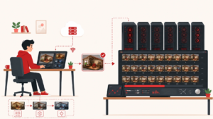 A man using a render farm to render