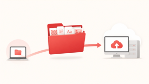 A file being transferred from a laptop to a remote desktop for rendering