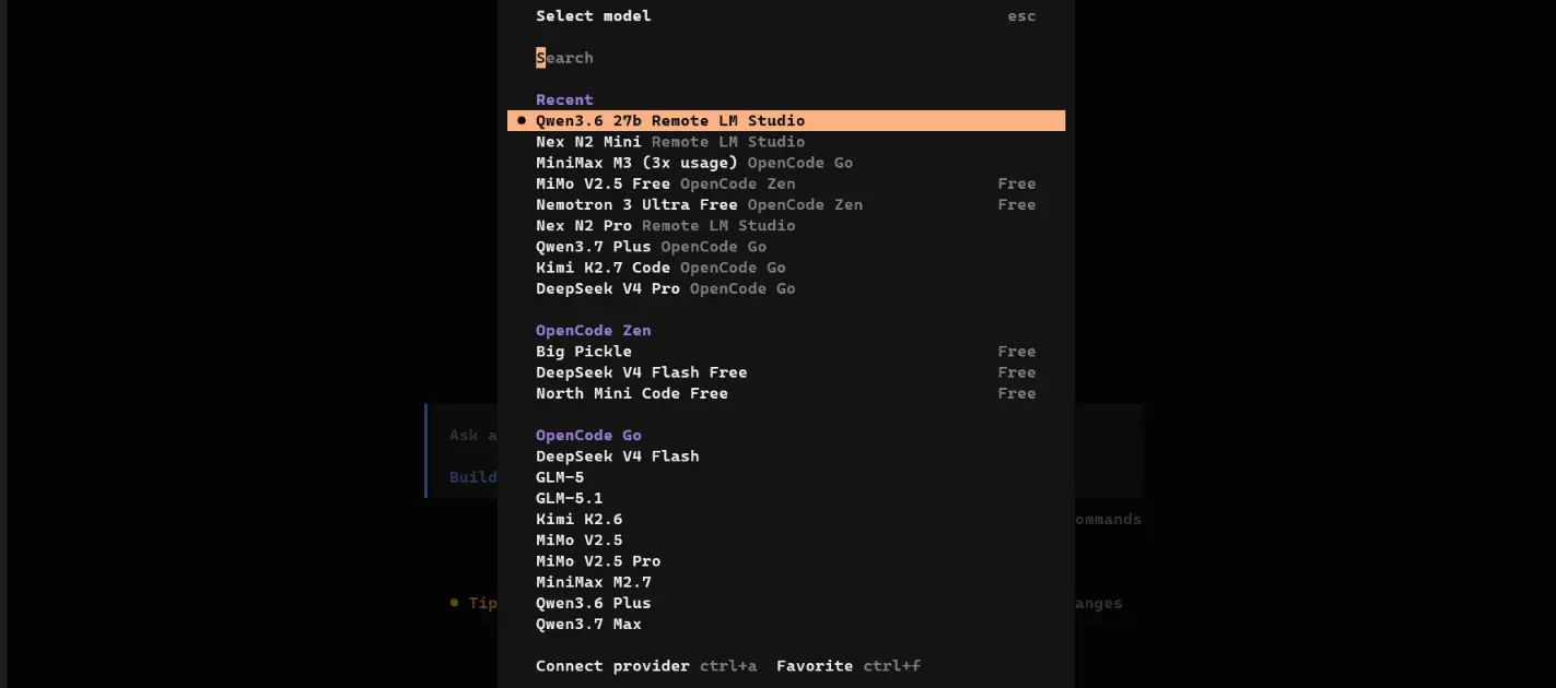 Switch a model in OpenCode